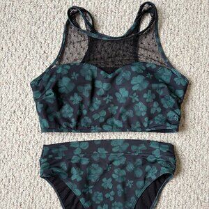 Albion Sea Petal Bikini Swimsuit--Almost Cheeky Bottoms + Maria Crop Top Size M